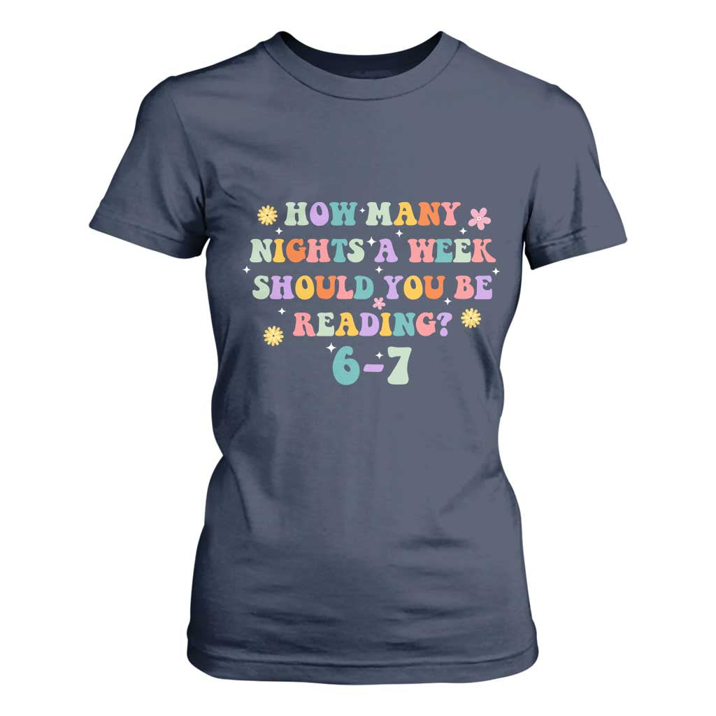 67 Six Seven Meme T Shirt For Women Funny Reading Book Lover TS14 Navy Print Your Wear
