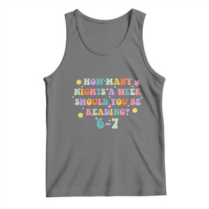 67 Six Seven Meme Tank Top Funny Reading Book Lover TS14 Black Heather Print Your Wear