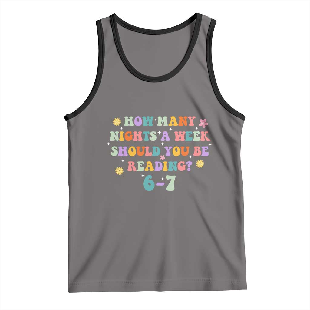 67 Six Seven Meme Tank Top Funny Reading Book Lover TS14 Deep Heather Black Print Your Wear