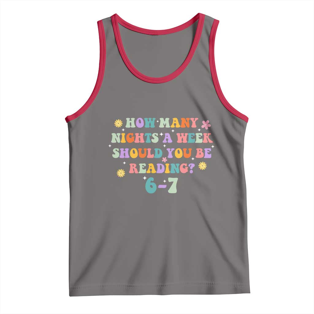 67 Six Seven Meme Tank Top Funny Reading Book Lover TS14 Deep Heather Red Print Your Wear