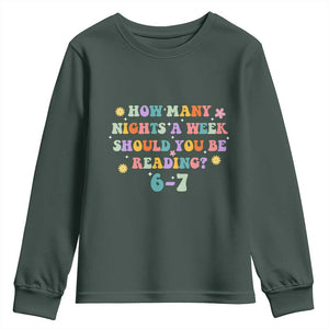 67 Six Seven Meme Youth Sweatshirt Funny Reading Book Lover TS14 Dark Forest Green Print Your Wear
