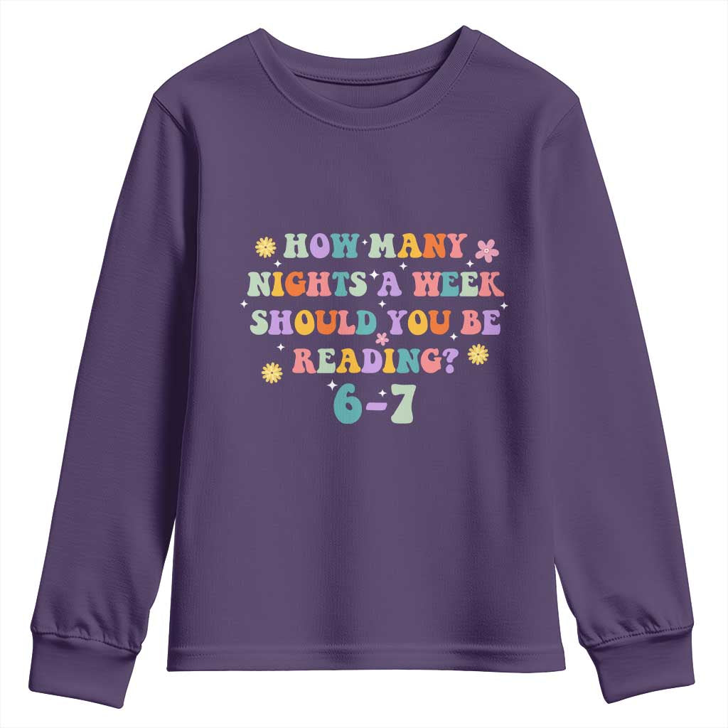 67 Six Seven Meme Youth Sweatshirt Funny Reading Book Lover TS14 Purple Print Your Wear