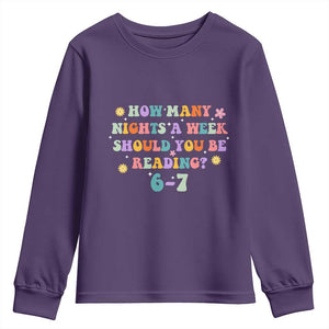 67 Six Seven Meme Youth Sweatshirt Funny Reading Book Lover TS14 Purple Print Your Wear