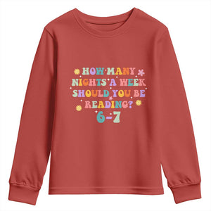 67 Six Seven Meme Youth Sweatshirt Funny Reading Book Lover TS14 Red Print Your Wear