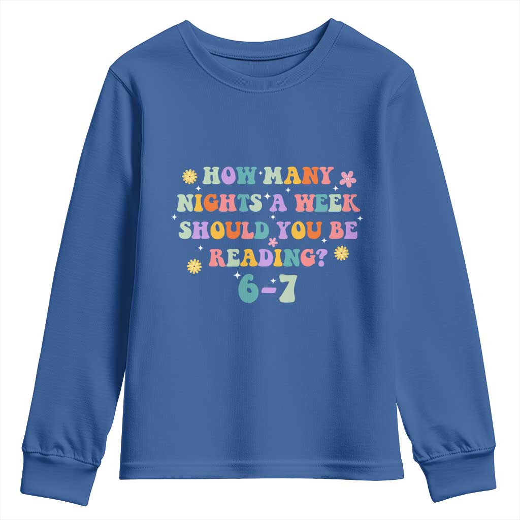 67 Six Seven Meme Youth Sweatshirt Funny Reading Book Lover TS14 Royal Blue Print Your Wear
