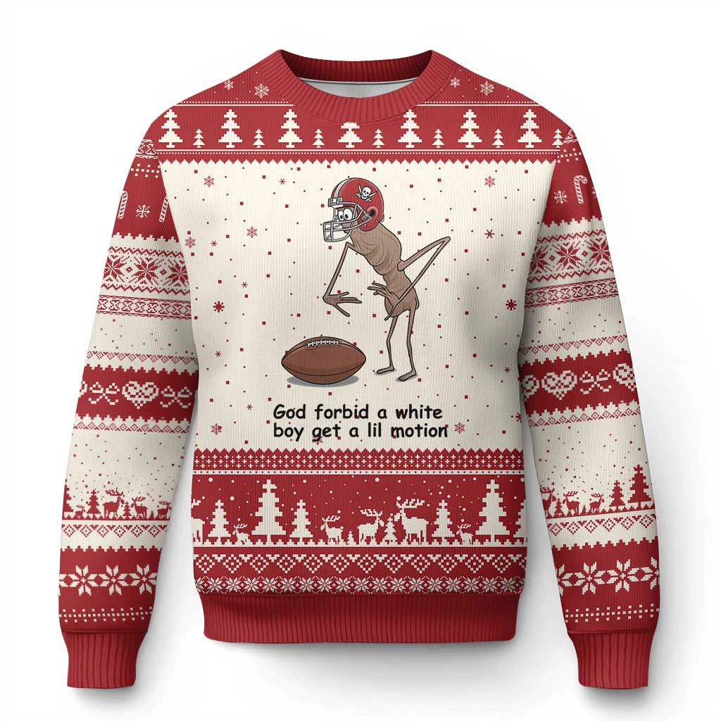 God Forbid a White Boy Get a Lil Motion Ugly Christmas Sweater Marcus The Worm Robert Meme Funny Internet Quote TS14 Beige Red Print Your Wear