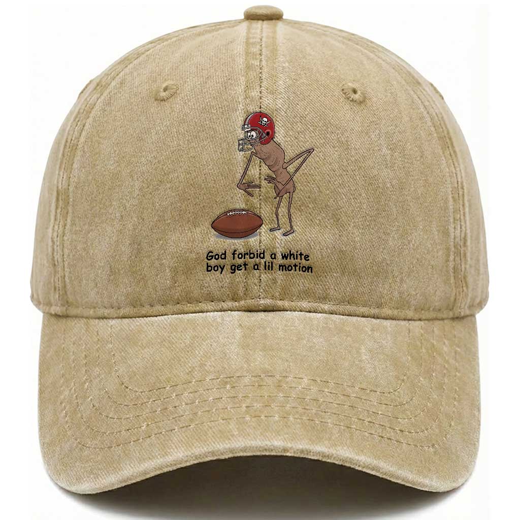 God Forbid a White Boy Get a Lil Motion Washed Cotton Baseball Cap Marcus The Worm Robert Meme Funny Internet Quote TS14 Washed Cap Universal Fit Khaki Print Your Wear