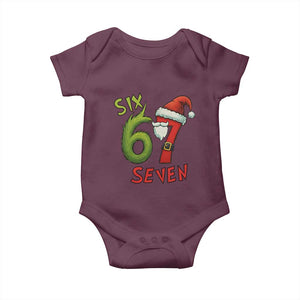 67 Six Seven Christmas Meme Baby Onesie Funny Santa Xmas TS14 Maroon Print Your Wear