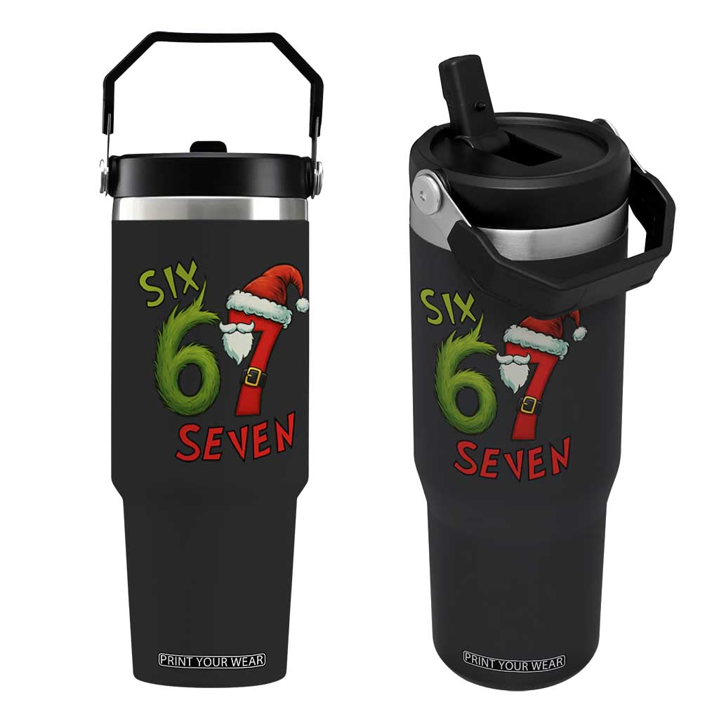 67 Six Seven Christmas Meme Flip Straw Tumbler Funny Santa Xmas TS14 One Size: 30 oz Black Print Your Wear