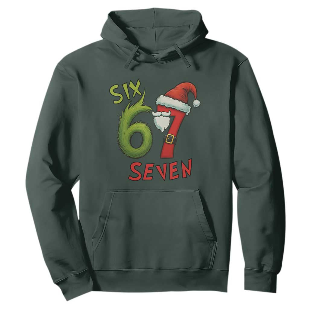 67 Six Seven Christmas Meme Hoodie Funny Santa Xmas TS14 Dark Forest Green Print Your Wear