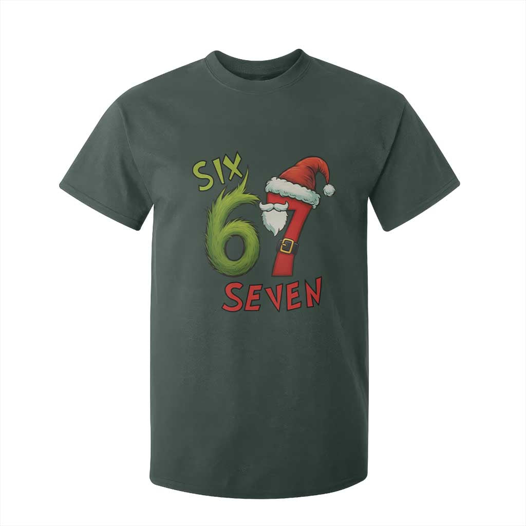 67 Six Seven Christmas Meme T Shirt For Kid Funny Santa Xmas TS14 Dark Forest Green Print Your Wear