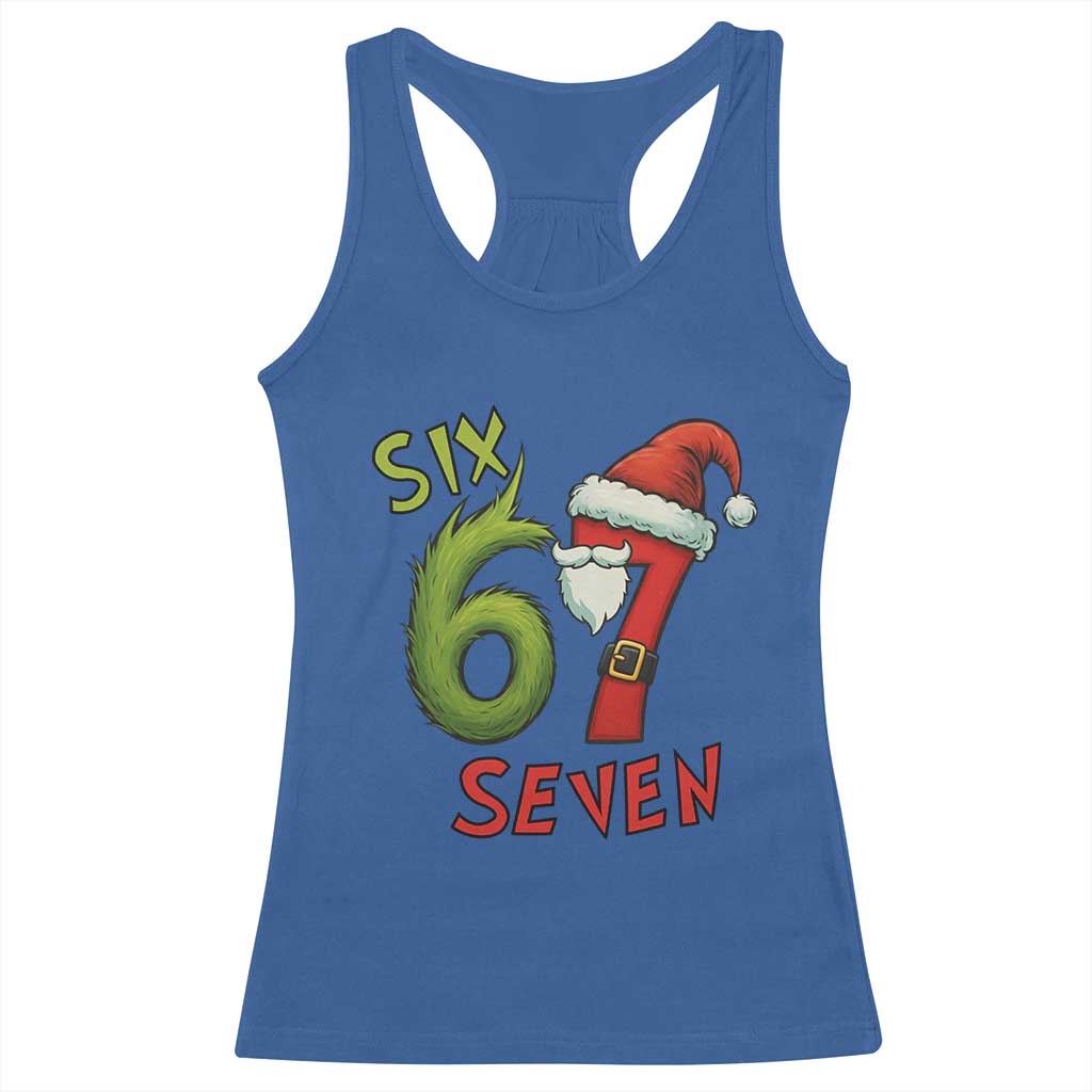 67 Six Seven Christmas Meme Racerback Tank Top Funny Santa Xmas TS14 Royal Blue Print Your Wear