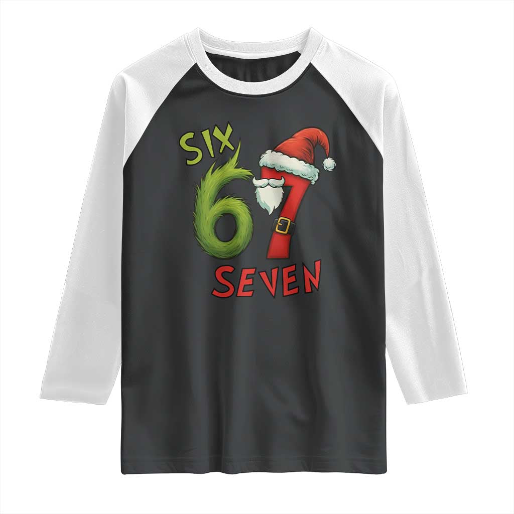 67 Six Seven Christmas Meme Raglan Shirt Funny Santa Xmas TS14 Black White Print Your Wear