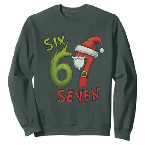67 Six Seven Christmas Meme Sweatshirt Funny Santa Xmas TS14 Dark Forest Green Print Your Wear