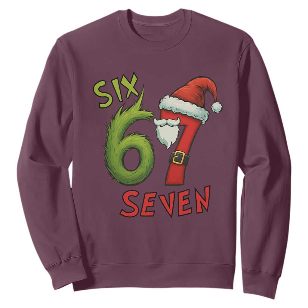 67 Six Seven Christmas Meme Sweatshirt Funny Santa Xmas TS14 Maroon Print Your Wear