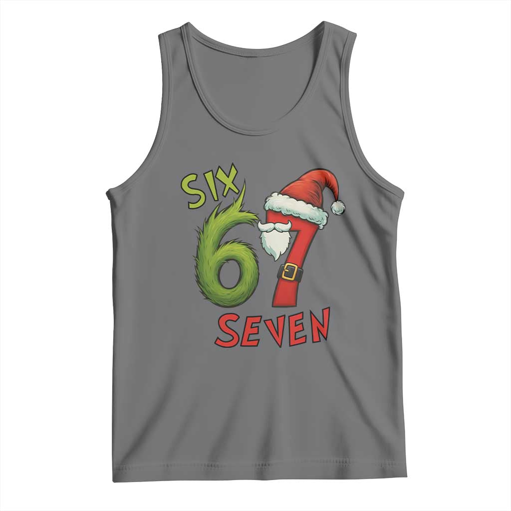 67 Six Seven Christmas Meme Tank Top Funny Santa Xmas TS14 Black Heather Print Your Wear