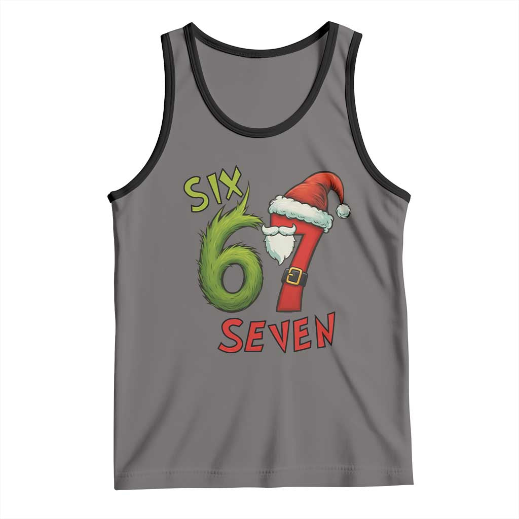 67 Six Seven Christmas Meme Tank Top Funny Santa Xmas TS14 Deep Heather Black Print Your Wear