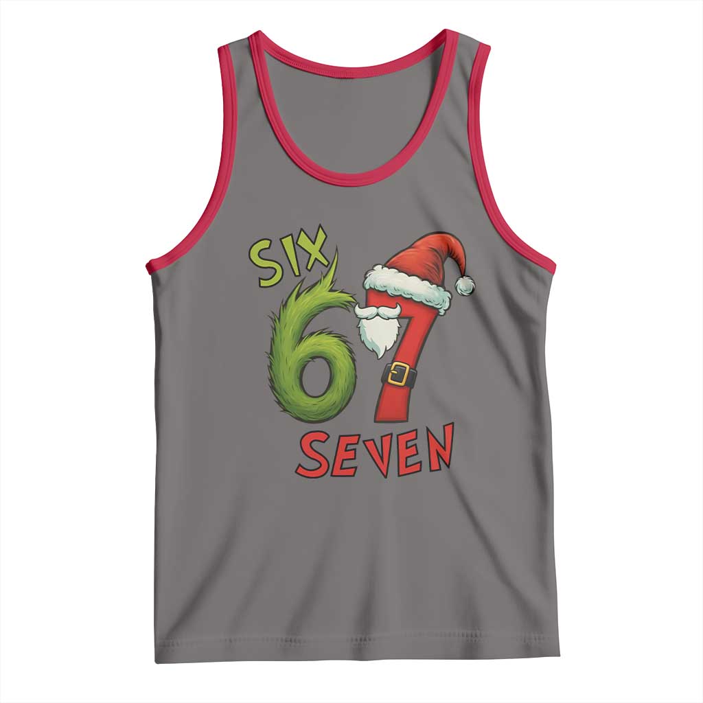 67 Six Seven Christmas Meme Tank Top Funny Santa Xmas TS14 Deep Heather Red Print Your Wear