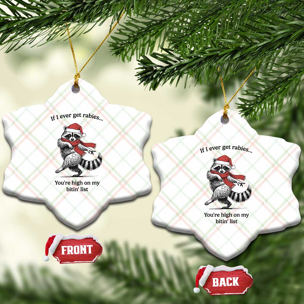 Funny Racoon Christmas Ceramic Ornament If I Ever Get Rabies You're High On My Bitting List TS14 Print Your Wear