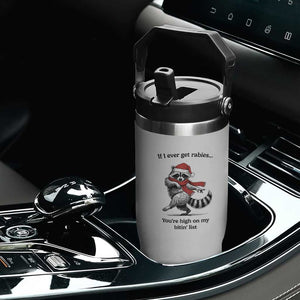 Funny Racoon Christmas Flip Straw Tumbler If I Ever Get Rabies You're High On My Bitting List TS14 Print Your Wear