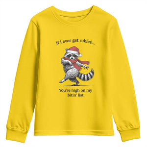 Funny Racoon Christmas Youth Sweatshirt If I Ever Get Rabies You're High On My Bitting List TS14 Daisy Print Your Wear
