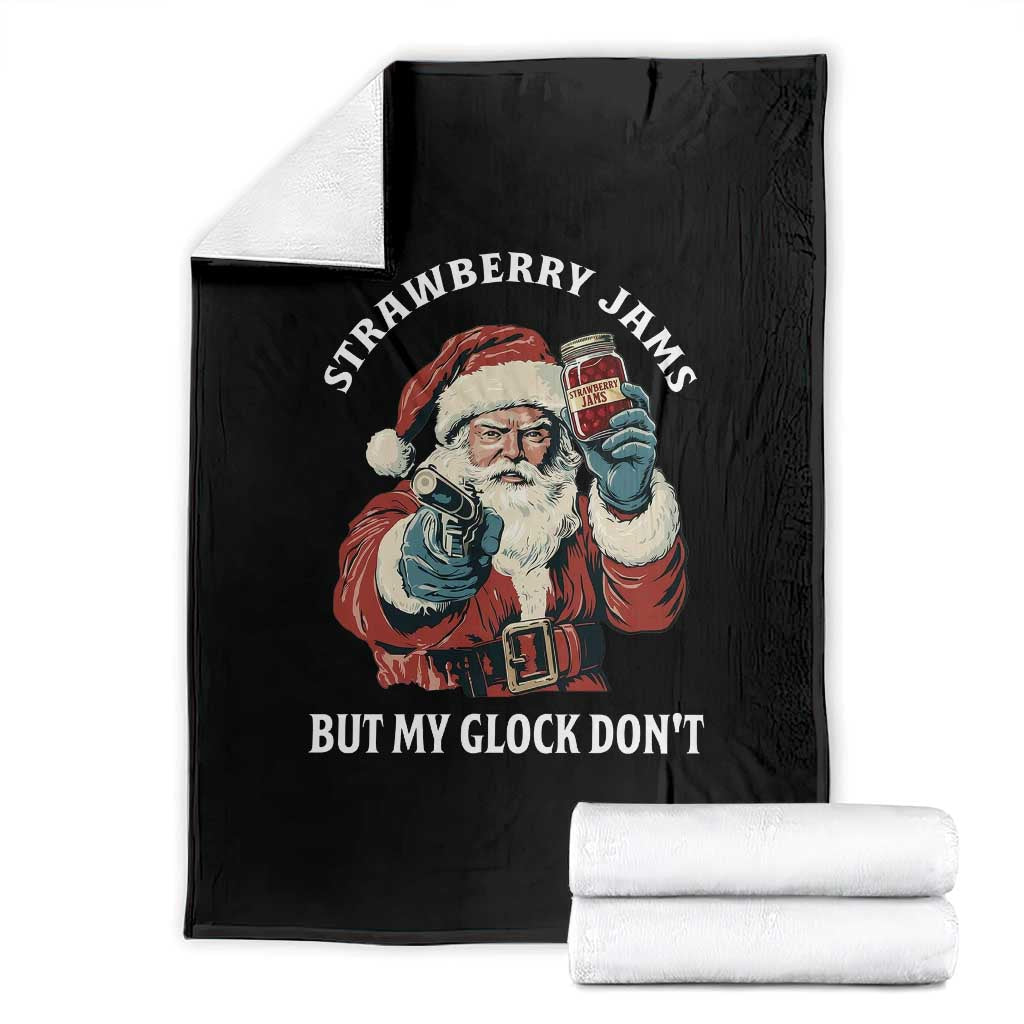 Strawberry Jams But My Gun Do Not Throw Blanket Funny Santa Gun Christmas TS14 Black Print Your Wear