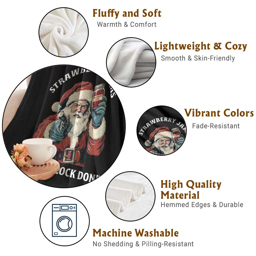 Strawberry Jams But My Gun Do Not Throw Blanket Funny Santa Gun Christmas TS14 Print Your Wear