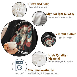 Strawberry Jams But My Gun Do Not Throw Blanket Funny Santa Gun Christmas TS14 Print Your Wear