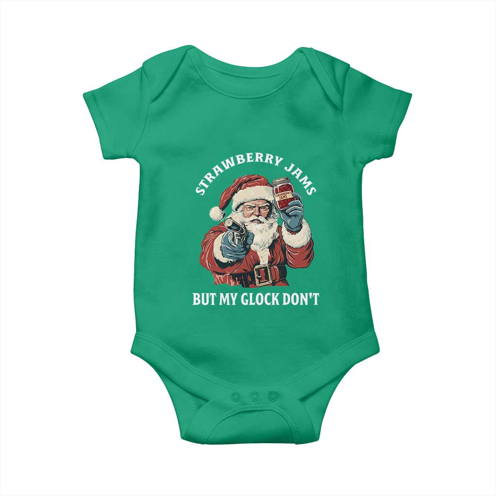 Strawberry Jams But My Gun Do Not Baby Onesie Funny Santa Gun Christmas TS14 Irish Green Print Your Wear