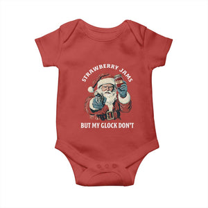 Strawberry Jams But My Gun Do Not Baby Onesie Funny Santa Gun Christmas TS14 Red Print Your Wear