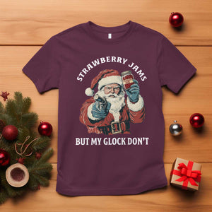 Strawberry Jams But My Gun Do Not T Shirt Funny Santa Gun Christmas TS14 Maroon Print Your Wear