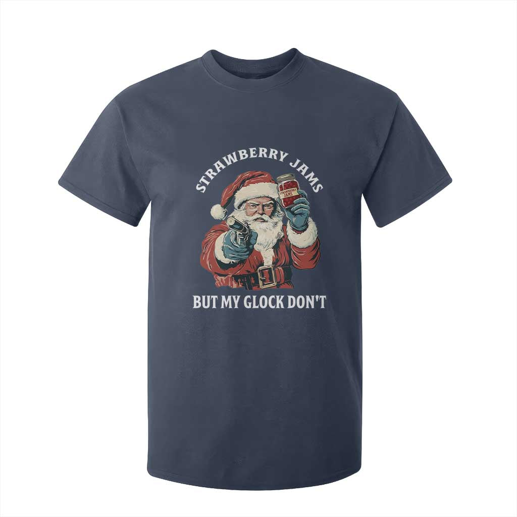 Strawberry Jams But My Gun Do Not T Shirt For Kid Funny Santa Gun Christmas TS14 Navy Print Your Wear