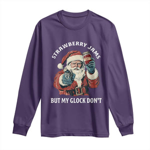 Strawberry Jams But My Gun Do Not Long Sleeve Shirt Funny Santa Gun Christmas TS14 Purple Print Your Wear