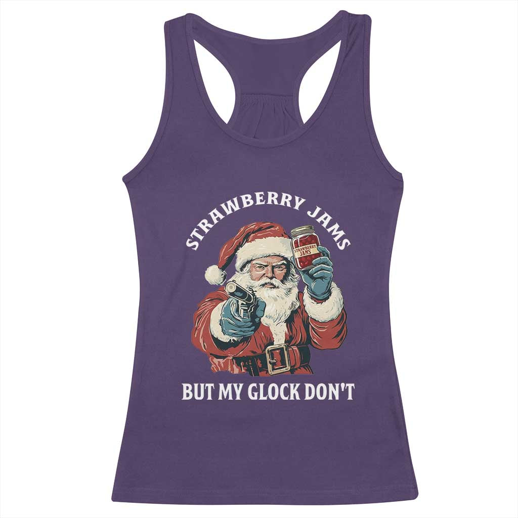 Strawberry Jams But My Gun Do Not Racerback Tank Top Funny Santa Gun Christmas TS14 Purple Print Your Wear