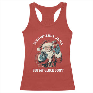 Strawberry Jams But My Gun Do Not Racerback Tank Top Funny Santa Gun Christmas TS14 Red Print Your Wear