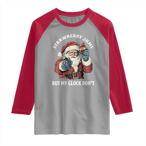 Strawberry Jams But My Gun Do Not Raglan Shirt Funny Santa Gun Christmas TS14 Sport Gray Red Print Your Wear