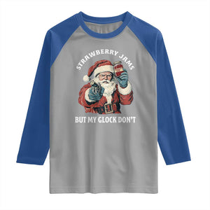 Strawberry Jams But My Gun Do Not Raglan Shirt Funny Santa Gun Christmas TS14 Sport Gray Royal Print Your Wear