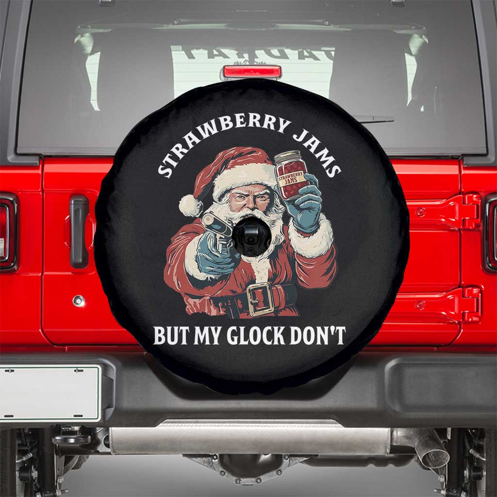 Strawberry Jams But My Gun Do Not Spare Tire Cover Funny Santa Gun Christmas TS14 Black Print Your Wear