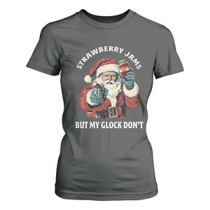 Strawberry Jams But My Gun Do Not T Shirt For Women Funny Santa Gun Christmas TS14 Dark Heather Print Your Wear