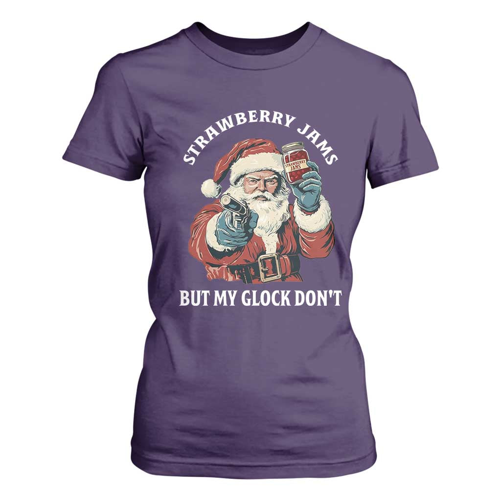 Strawberry Jams But My Gun Do Not T Shirt For Women Funny Santa Gun Christmas TS14 Purple Print Your Wear
