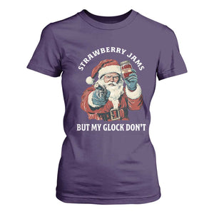 Strawberry Jams But My Gun Do Not T Shirt For Women Funny Santa Gun Christmas TS14 Purple Print Your Wear