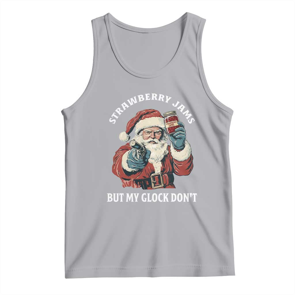Strawberry Jams But My Gun Do Not Tank Top Funny Santa Gun Christmas TS14 Athletic Heather Print Your Wear