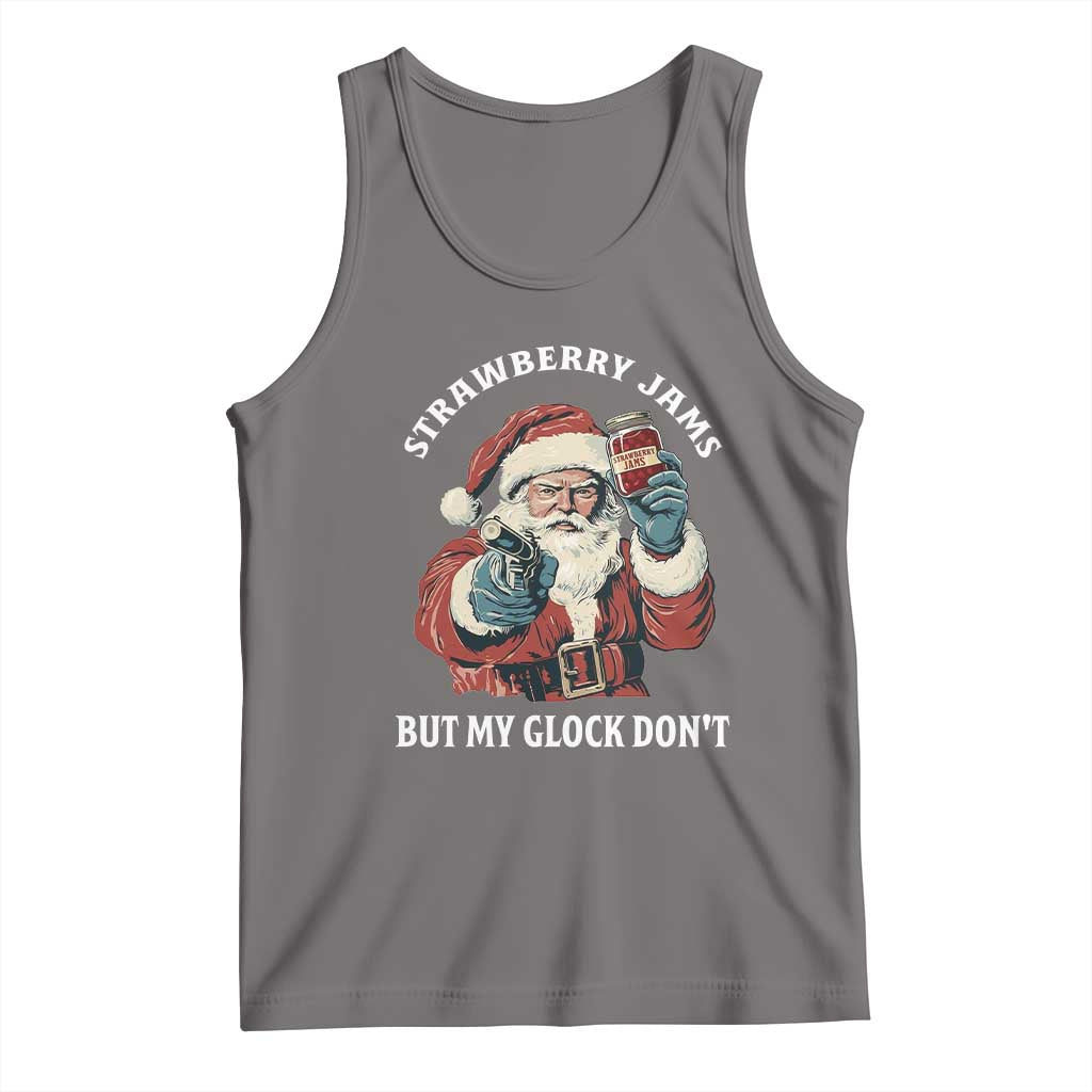 Strawberry Jams But My Gun Do Not Tank Top Funny Santa Gun Christmas TS14 Deep Heather Print Your Wear