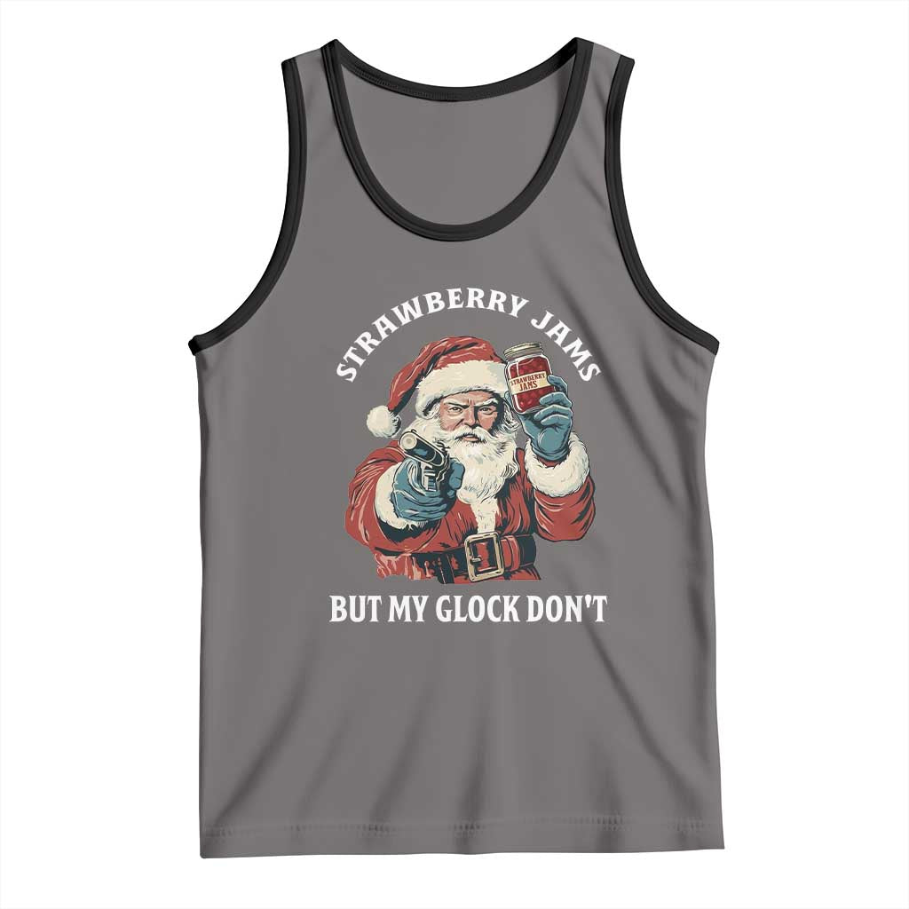 Strawberry Jams But My Gun Do Not Tank Top Funny Santa Gun Christmas TS14 Deep Heather Black Print Your Wear