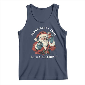 Strawberry Jams But My Gun Do Not Tank Top Funny Santa Gun Christmas TS14 Navy Print Your Wear