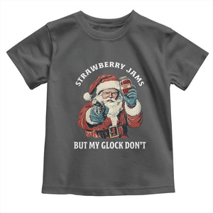 Strawberry Jams But My Gun Do Not Toddler T Shirt Funny Santa Gun Christmas TS14 Dark Heather Print Your Wear