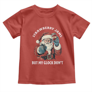 Strawberry Jams But My Gun Do Not Toddler T Shirt Funny Santa Gun Christmas TS14 Red Print Your Wear