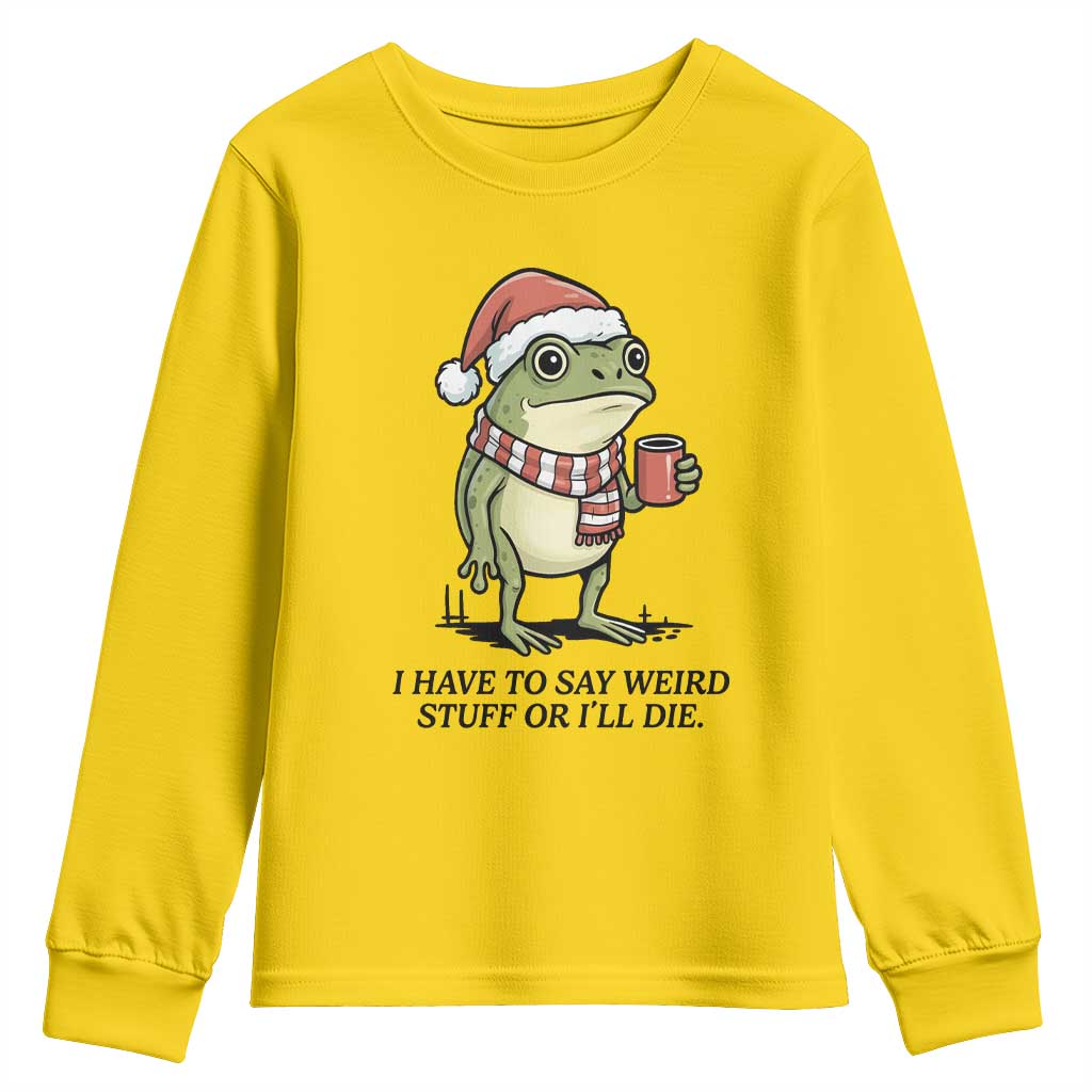 I Have to Say Weird Stuff Or I Will Die Youth Sweatshirt Funny Frog Christmas Meme TS14 Daisy Print Your Wear