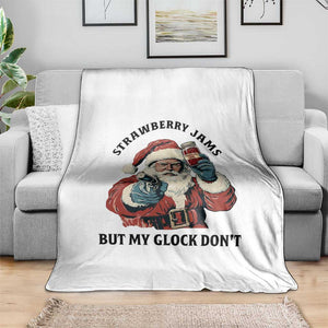 Funny Santa Gun Christmas Throw Blanket Strawberry Jams But My Gun Do Not TS14 Print Your Wear
