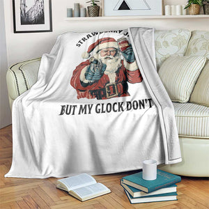 Funny Santa Gun Christmas Throw Blanket Strawberry Jams But My Gun Do Not TS14 Print Your Wear